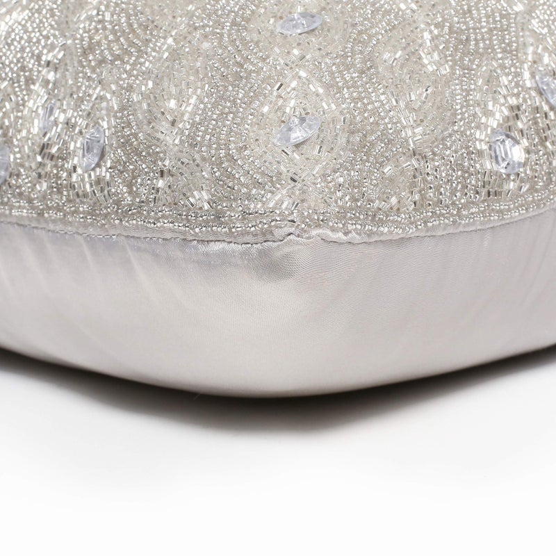 Light & Pro Lightnpro Luxury Silver Hand-Beaded Pillow Cover - 12x12 Inch, Exquisite Handmade Cushion for Sofa, Couch, and Bed - Elegant Home & Living Room DÃ©cor Accent - Cover Only (2 Pack) - Image 5